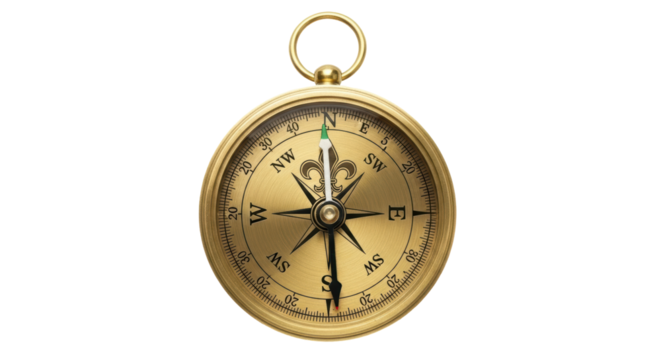 Isolated Brass Compass