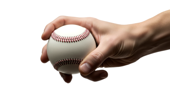 Close-up of a Baseball Held Firmly in a Hand: A Timeless Image of the Sport