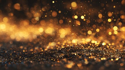 Naklejka premium Golden bokeh background with light spots golden starlight particles background