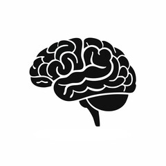 Human Brain Black Glyph Icon (Color Changes Available in SVG)