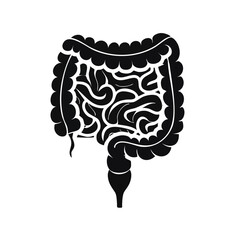 Fototapeta premium Human Intestines Black Glyph Icon (Color Changes Available in SVG)