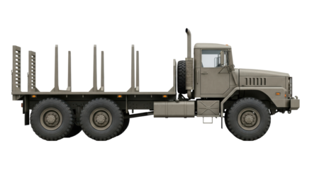 Isolated Heavy Military Truck