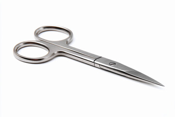Obraz premium Sharp stainless steel scissors on a clean background
