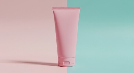 Skincare Tube on Two-Tone Pastel Background