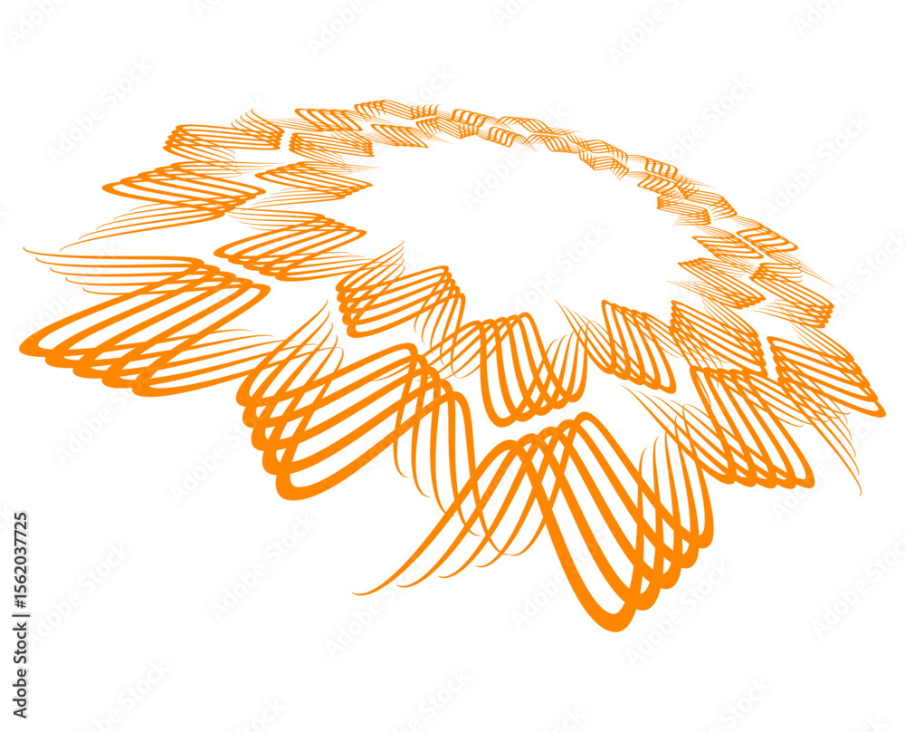 Poster autumn leaves vector illustration design element wave lines guilloche curve line background circle f