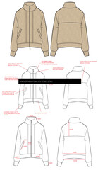 WOMENS ZIP THROUGH FUNNEL NECK technical details