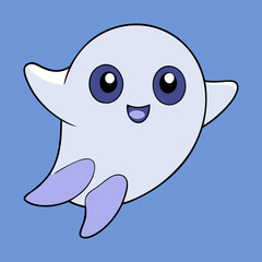 Vector silhouette illustration of a ghost flying at high speed