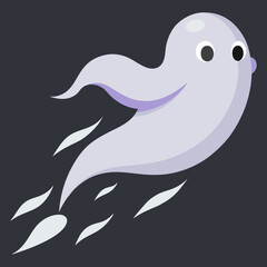 Vector silhouette illustration of a ghost flying at high speed