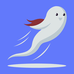Vector silhouette illustration of a ghost flying at high speed
