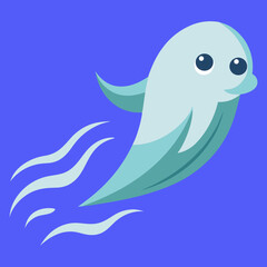 Vector silhouette illustration of a ghost flying at high speed