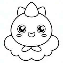 Fototapeta premium Kawaii Fluffy Creature Coloring Page