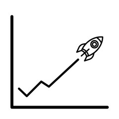flying rocket and profitability growth – vector icon illustration