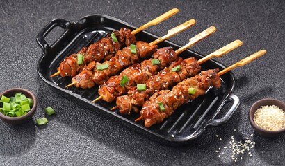 Yakitori is a typical Japanese satay that generally uses chicken. Small pieces of chicken cut into bite-sized pieces, skewered with bamboo skewers.
