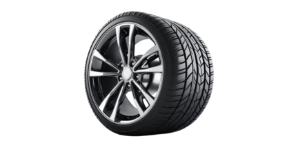 Car tire with shadow and reflection Transparent background, PNG