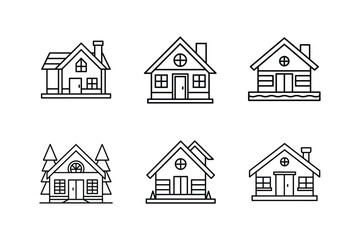 cottage layout line art vector illustration