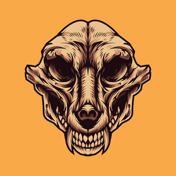 Wolf Bone Skull Vector Illustration