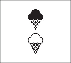 Cone ice cream icon, minimal flat style
