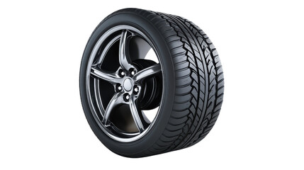 Car tire with steel rim Transparent background, PNG