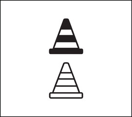 Construction cone icon, flat outline design