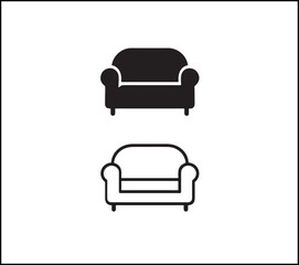 Couch icon, modern flat outline style