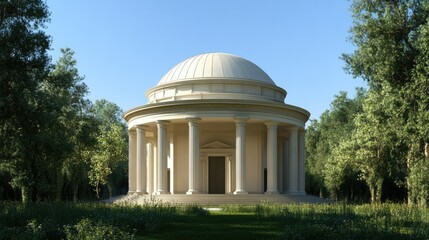 Neoclassical Temple in a Lush Green Grove