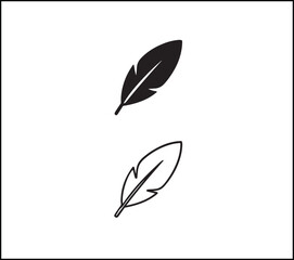 Feather icon, simple black white flat style