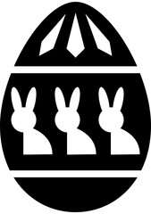 Black and white patterned flat egg illustration.