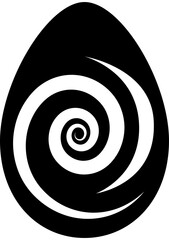 Black and white patterned flat egg illustration.