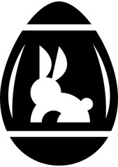 Black and white patterned flat egg illustration.