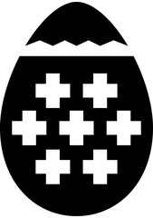 Black and white patterned flat egg illustration.