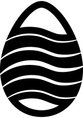Black and white patterned flat egg illustration.
