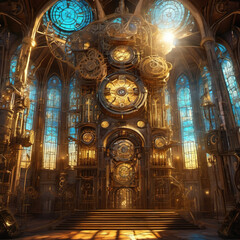 Lens Flare Style Clockwork Cathedral Mural Art