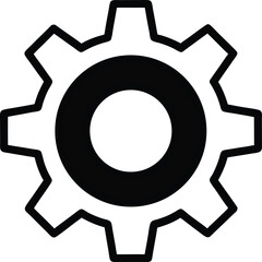 line drawing of a gear icon, vector eps outline