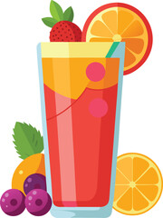 Refreshing summer fruit cocktail with strawberry and orange slices