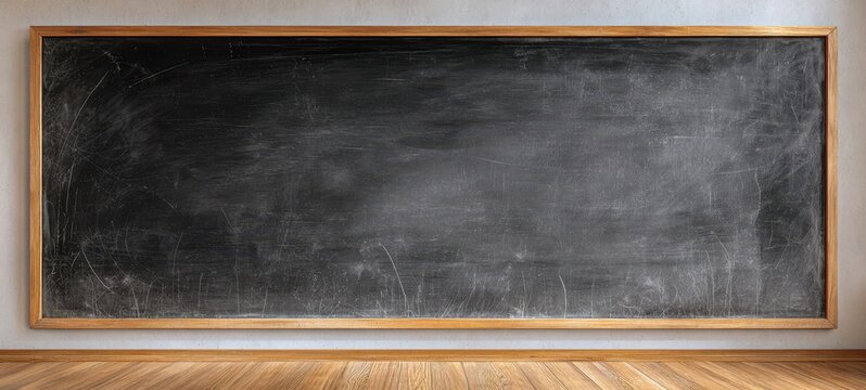 The classic blackboard framed in wood for educational environments.