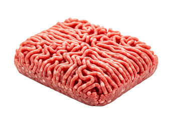 Raw Minced Meat Block Isolated on Transparent Background