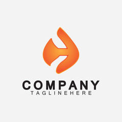 Letter H Flame Logo Design Template, H fire logo, Emblem, Design Concept, Creative Symbol, Icon