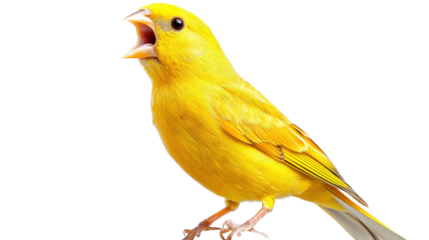 Charming canary bird singing Transparent background, PNG