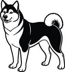Modern Vector Illustration of Akita Dog in Bold Stylized Form with Clean Outline
Stylized Akita Vector, Akita Dog Logo Art, Japanese Watchdog Illustration