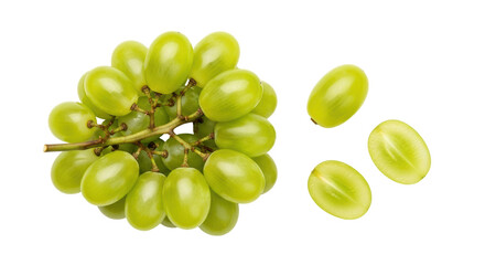 Isolated Green Grapes Bunch and Slices