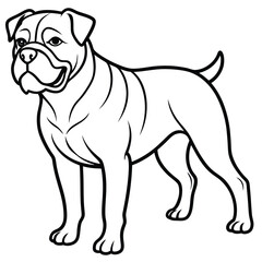 bulldog vector illustration muscular standing pose cartoon style in black and white outline, bulldog outline drawing, strong dog vector clipart, cartoon bulldog graphic, dog breed standing pose