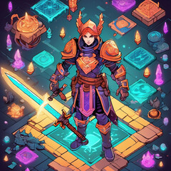 Fantasy Character Design in Top-Down Analog Video Capture Style for Game Art