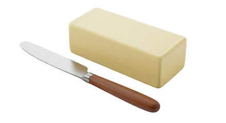 Isolated Butter and Knife