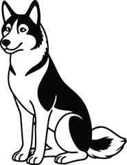 Norwegian Lundehund Sitting Vector Illustration of Rare Nordic Dog Breed in Calm Pose Isolated on White, Sitting Lundehund Clipart, Nordic Puffin Dog Vector, Rare Spitz Dog Drawing