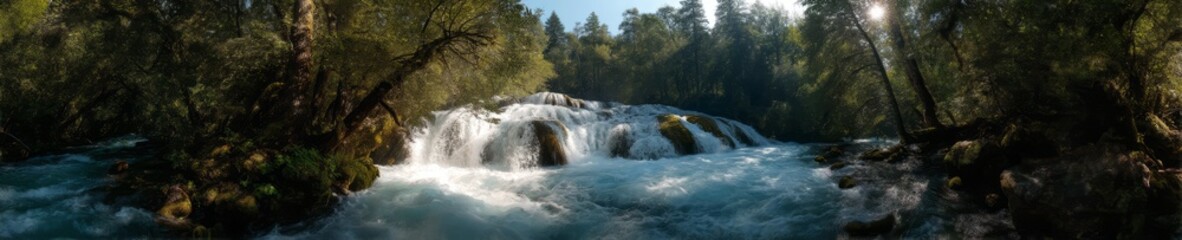 Stunning waterfall adventure nature hdr 360 degrees hdri viewpoint