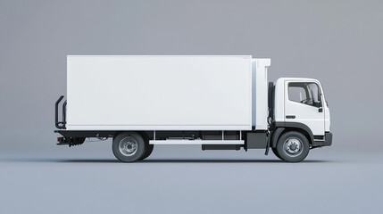 Isolated white delivery truck stands