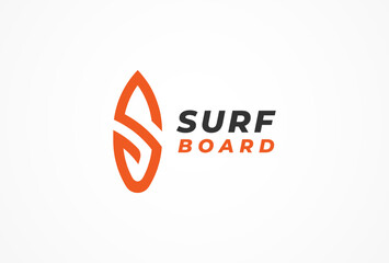 Initial Letter S Surfboard Logo, modern Letter S with surfboard combination, vector illustration
