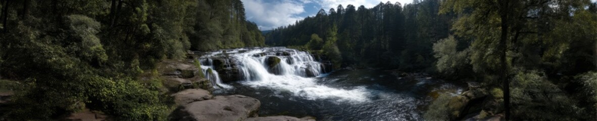 Obraz premium Waterfall adventure nature reserve hdr 360 degrees hdri viewpoint