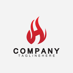 Letter H Flame Logo Design Template, H fire logo, Emblem, Design Concept, Creative Symbol, Icon