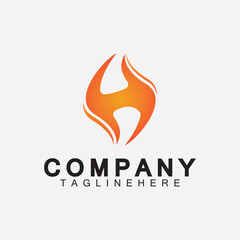 Letter H Flame Logo Design Template, H fire logo, Emblem, Design Concept, Creative Symbol, Icon